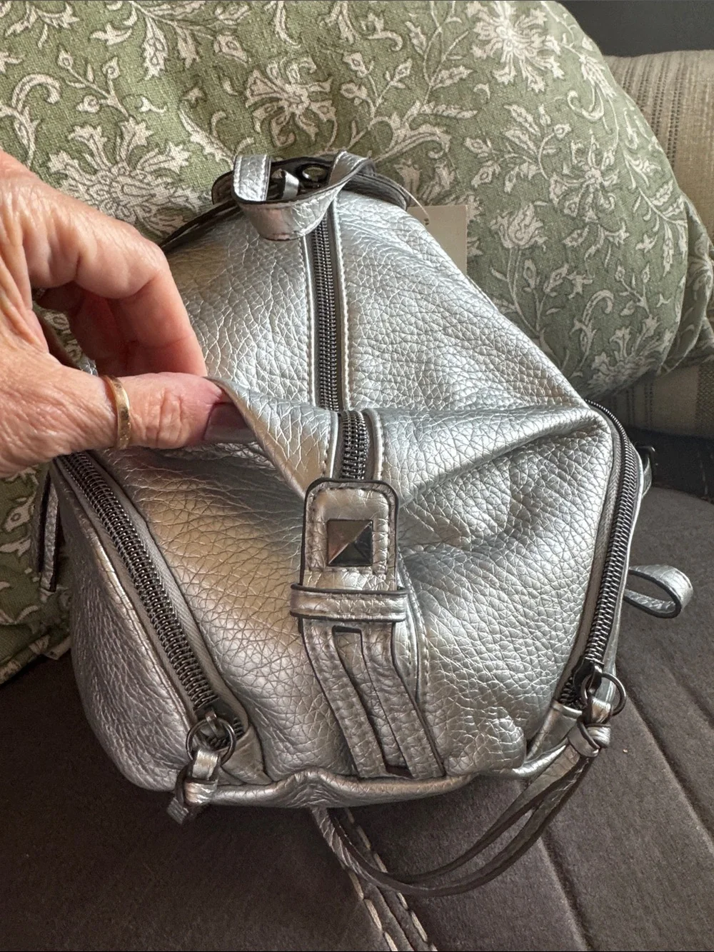 Silver Leather Mini Backpack - brand new with tags!